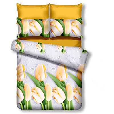 DecoKing Premium 155x220 cm Biancheria da Letto 1 Federa 80x80 cm Microfibra Chiusura Lampo Fiori Bianco Crema Emerald Collection DecoKing Premium 155x220 cm Biancheria da Letto 1 Federa 80x80 cm Microfibra Chiusura Lampo Fiori Bianco Crema Emerald Collection
