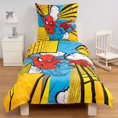 Disney Home Spiderman Set di biancheria da letto double-face, 140 x 200 cm, federa 65 x 65 cm, super morbida, 100% cotone, 2 pezzi, motivo Spiderman, morbida e piacevole sulla pelle Disney Home Spiderman Set di biancheria da letto double-face, 140 x 200 cm, federa 65 x 65 cm, super morbida, 100% cotone, 2 pezzi, motivo Spiderman, morbida e piacevole sulla pelle