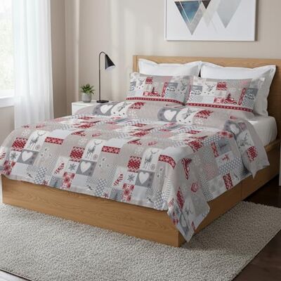 PENSIERI DELICATI Parure Copripiumino Matrimoniale 100% Cotone, Completo di Sacco 250x200cm e 2 Federe 52x82cm, Made in Italy, Copripiumino Lavabile In Lavatrice A 40°, Fantasia Alpi Rosso PENSIERI DELICATI Parure Copripiumino Matrimoniale 100% Cotone, Completo di Sacco 250x200cm e 2 Federe 52x82cm, Made in Italy, Copripiumino Lavabile In Lavatrice A 40°, Fantasia Alpi Rosso