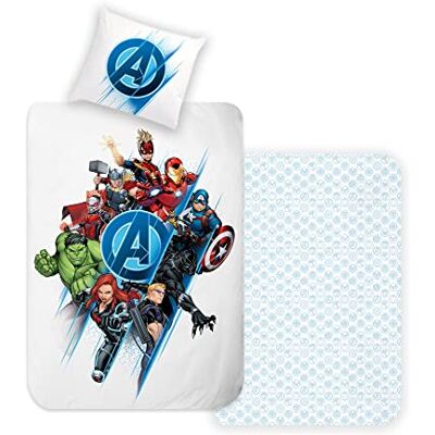 Disney Home Avengers Set di biancheria da letto double-face, 135 x 200 cm, federa 80 x 80 cm, super morbida, 100% cotone, biancheria da letto Avenger, morbida e piacevole sulla pelle Disney Home Avengers Set di biancheria da letto double-face, 135 x 200 cm, federa 80 x 80 cm, super morbida, 100% cotone, biancheria da letto Avenger, morbida e piacevole sulla pelle