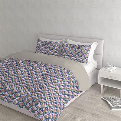 Italian Bed Linen FANTASY Parure Copripiumino realizzato in Italia, microfibra, ZigZag, Matrimoniale Italian Bed Linen FANTASY Parure Copripiumino realizzato in Italia, microfibra, ZigZag, Matrimoniale