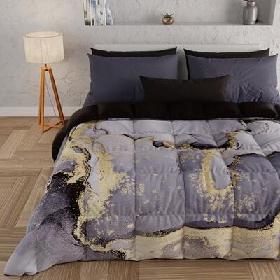 PETTI Artigiani Italiani Trapunta Singola Invernale, Piumone Singolo, Trapunta Double Face Tinta Unita e Stampa Digitale Marble Grigio Scuro, Made in Italy PETTI Artigiani Italiani Trapunta Singola Invernale, Piumone Singolo, Trapunta Double Face Tinta Unita e Stampa Digitale Marble Grigio Scuro, Made in Italy