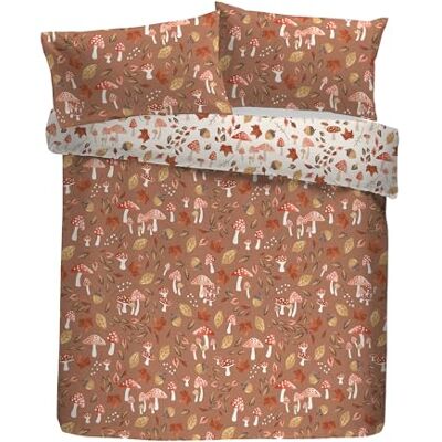 Fusion Woodland Dreams Set copripiumino in 52% poliestere riciclato e 48% cotone, per letto singolo, 140 x 200 cm, motivo floreale, reversibile, con federa, arancione Fusion Woodland Dreams Set copripiumino in 52% poliestere riciclato e 48% cotone, per letto singolo, 140 x 200 cm, motivo floreale, reversibile, con federa, arancione