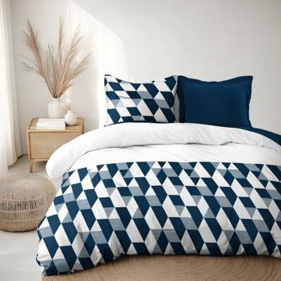 HOME LINGE PASSION Parure copripiumino 240 x 260 cm 3 pezzi morbido percalle di cotone federa blu petrolio modello La zingara HOME LINGE PASSION Parure copripiumino 240 x 260 cm 3 pezzi morbido percalle di cotone federa blu petrolio modello La zingara