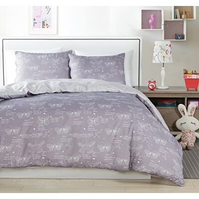 Lala + Bash Malar-Set di 2 Cuscini con Stampa a Farfalla, Grigio-Bianco, Coppia Lala + Bash Malar-Set di 2 Cuscini con Stampa a Farfalla, Grigio-Bianco, Coppia