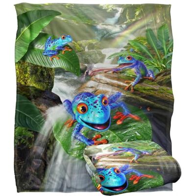 LOGOVISION Jq Licensing Jlo Jungle Frogs Coperta super morbida al tatto setoso – 152 x 127 cm LOGOVISION Jq Licensing Jlo Jungle Frogs Coperta super morbida al tatto setoso – 152 x 127 cm