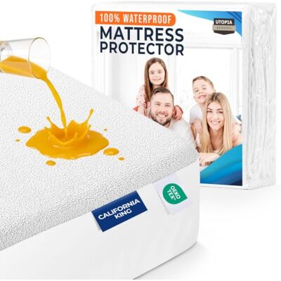 Utopia Bedding ipoallergenico 100% impermeabile coprimaterasso, Poliestere e misto poliestere, White, California King Utopia Bedding ipoallergenico 100% impermeabile coprimaterasso, Poliestere e misto poliestere, White, California King