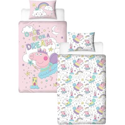Character World Peppa Pig Set copripiumino singolo con licenza ufficiale, double-face, con federa coordinata, perfetto per la camera dei bambini, in policotone Character World Peppa Pig Set copripiumino singolo con licenza ufficiale, double-face, con federa coordinata, perfetto per la camera dei bambini, in policotone