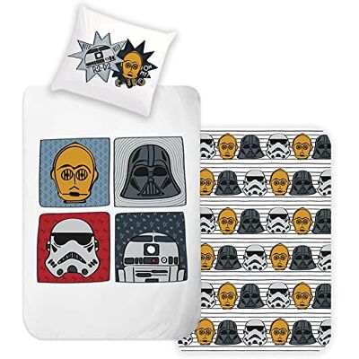 Disney Home Star Wars, set di biancheria da letto double-face, 135 x 200 cm, federa 80 x 80 cm, super morbida, 100% cotone, 2 pezzi, biancheria da letto Star Wars, morbida e piacevole sulla pelle Disney Home Star Wars, set di biancheria da letto double-face, 135 x 200 cm, federa 80 x 80 cm, super morbida, 100% cotone, 2 pezzi, biancheria da letto Star Wars, morbida e piacevole sulla pelle