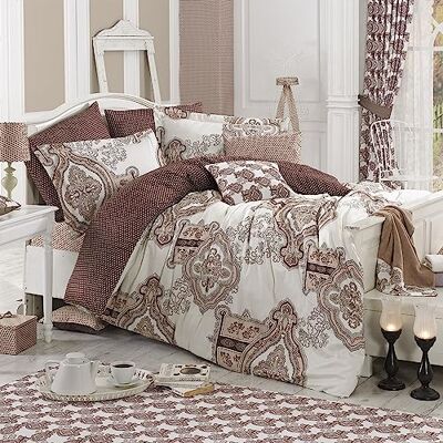 Wellhome - 240x220 - Marrone - Bianco crema - Set di lenzuola Wellhome - 240x220 - Marrone - Bianco crema - Set di lenzuola