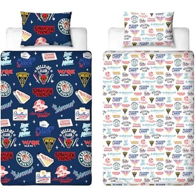 Character World Set copripiumino singolo ufficiale Stranger Things, design gorgone, reversibile, facile da pulire, set copripiumino su 2 lati con federa abbinata, stampa multicolore con logo Hellfire Club, Hawkins Character World Set copripiumino singolo ufficiale Stranger Things, design gorgone, reversibile, facile da pulire, set copripiumino su 2 lati con federa abbinata, stampa multicolore con logo Hellfire Club, Hawkins