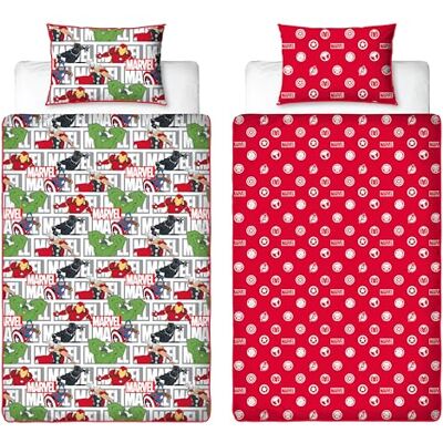 Disney Marvel Avengers Copripiumino Singolo Bambini Ufficiale Biancheria da letto reversibile a 2 lati con federa coordinata Design Heroes Letto singolo Polcotone Disney Marvel Avengers Copripiumino Singolo Bambini Ufficiale Biancheria da letto reversibile a 2 lati con federa coordinata Design Heroes Letto singolo Polcotone