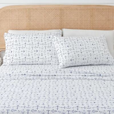 Great Bay Home Set di lenzuola in microfibra per letto Queen Coastal, 4 pezzi, con stampa nautica, ultra morbide, resistenti alle pieghe e allo sbiadimento, stampe e motivi a tema spiaggia lenzuola e Great Bay Home Set di lenzuola in microfibra per letto Queen Coastal, 4 pezzi, con stampa nautica, ultra morbide, resistenti alle pieghe e allo sbiadimento, stampe e motivi a tema spiaggia lenzuola e