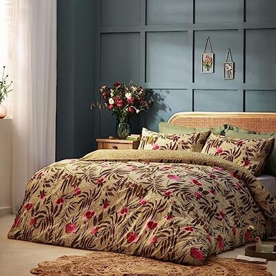furn. Wylder Nature House of Bloom Set copripiumino per letto matrimoniale, motivo: papaveri, colore: salvia furn. Wylder Nature House of Bloom Set copripiumino per letto matrimoniale, motivo: papaveri, colore: salvia