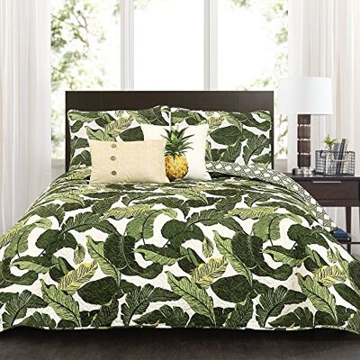 Lush Decor Tropical Paradise Set di Biancheria da Letto Double-Face, 5 Pezzi, in Poliestere, Colore: Verde Lush Decor Tropical Paradise Set di Biancheria da Letto Double-Face, 5 Pezzi, in Poliestere, Colore: Verde