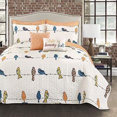 Lush Decor Rowley Birds, poliestere, multicolore, king size Lush Decor Rowley Birds, poliestere, multicolore, king size