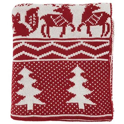SARO LIFESTYLE Coperta a maglia con renna e albero di Natale SARO LIFESTYLE Coperta a maglia con renna e albero di Natale