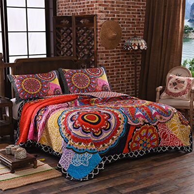 LAMEJOR Set copripiumino queen size tropicale bohemian fantasia mandala reversibile set copriletto in microfibra arancio LAMEJOR Set copripiumino queen size tropicale bohemian fantasia mandala reversibile set copriletto in microfibra arancio