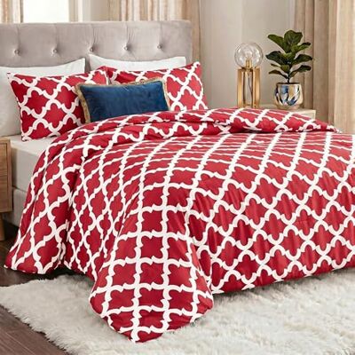 Utopia Bedding Set copripiumino king size (rosso) con 2 federe per cuscino, set di piume, piumino alternativo, morbido e confortevole, lavabile in lavatrice Utopia Bedding Set copripiumino king size (rosso) con 2 federe per cuscino, set di piume, piumino alternativo, morbido e confortevole, lavabile in lavatrice