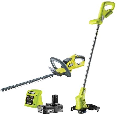 Ryobi One+ 18 Volt: taglia siepi 45 cm + tagliabordi 25 cm 1 batteria al litio + 2,0 Ah e 1 caricatore 1,7 A RHT1845LT25M20