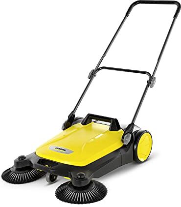 Kärcher S 4 Twin Spazzatrice elettrica a spinta, potente, adatta a grandi superfici, ideale per casa e giardino, 2 Spazzole laterali incluse, Giallo/Nero