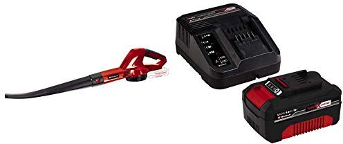 Einhell GE-CL 18 Li e Solo, Soffiatore Senza Batteria e Caricabatteria, Nero/Rosso + Power-X-Change Starter Kit, Caricabatteria e Batteria da 4000 mAh Li-Ion, Nero, Rosso