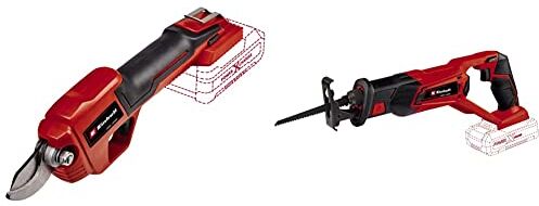 Einhell GE-LS 18 Li-Solo Forbici da potatura a batteria Power X-Change (taglio max 28 mm, incl. Protezione lama, senza batteria e caricabatteria) & Te-AP 18 Sega a Gattuccio TE-AP18 Li Solo, Rosso