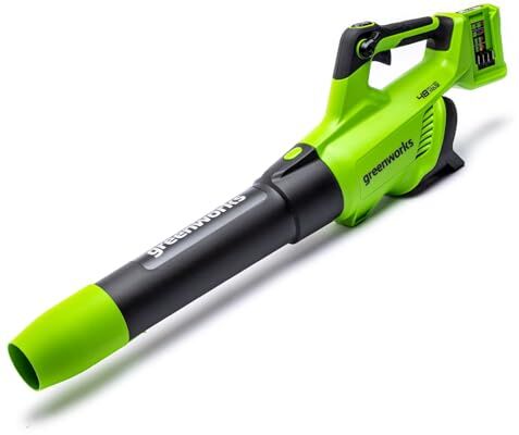 GreenWorks 48V(2x24V) Soffiatore Foglie Assiale a Batteria con Motore Brushless, Funzione Turbo, 217km/h, 16,4m³/min, SENZA Batterie e Caricabatterie, Garanzia 3 Anni GD24X2AB