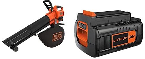 Black & Decker Soffiatore, Trituratore, Aspiratore foglie a Batteria Litio & Batteria al Litio Compatibile con prodotti 36 V 2.5 Ah, BL2536-XJ