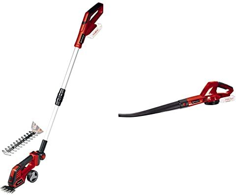 Einhell GE-CG 18/100 Li T-Solo Forbici Tagliasiepi a batteria Power X-Change & GC-CL 18 Li E Solo Soffiatore, Nero, Rosso, Senza Batteria e Caricabatteria, Set di 8 Pezzi