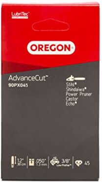 Oregon Catena per motosega passo 3/8" 0,043" (1,1 mm), calibro 45, maglie di trasmissione (90SG) catena da 12 pollici