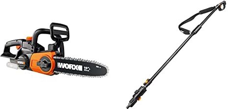 Worx Wg322E.9 Elettrosega Sega Da Giardino A Batteria 20V Motosega Elettrica Da Potatura, Diam. 25 Cm Solo Corpo Macchina & Wa0166 Asta/Prolunga Telescopica Per Motosega A Batteria Wg322E