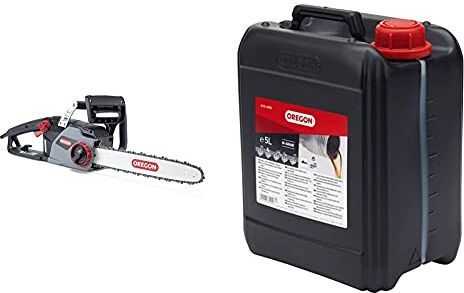 Oregon CS1400, Motosega Elettrica da 2400 W, Potente Sega Elettrica con Catena ControlCut e Barra Guida da 40 cm & Olio Lubrificante per Catena e Barra di Guida da Motosega, 5 L