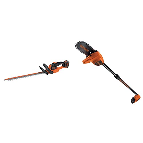 Black & Decker Tagliasiepi A Batteria Litio, Lunghezza Lama 50 Cm, Impugnatura Ergonomica 18 V 4.0 Ah & Elettrosega Potatrice A Batteria Litio, Asta Regolabile Fino A 2.5 M, 18V-2.0 Ah