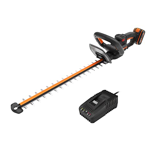 WORX Nitro Tagliasiepi senza fili, 20 V, 4 Ah, lama da 56 cm, diametro: 27 mm,  (fornita con una batteria e caricabatterie, motore brushless, lame a doppia azione)