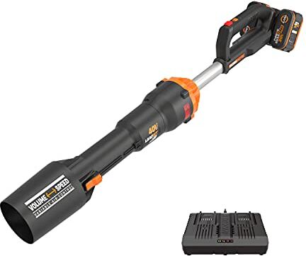 Worx Nitro Soffiatore a batteria 40 V max (2 x 20 V) Motore brushless  Include 2 Batterie da 4 Ah e Caricatore Doppio