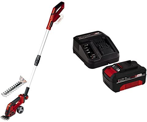 Einhell GE-CG 18/100 Li T-Solo Forbici Tagliasiepi a batteria Power X-Change & Originale Starter Kit 4,0 Ah con batteria e caricabatterie Power X-Change