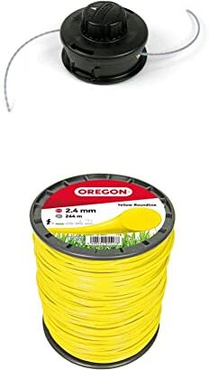 Oregon Testina per decespugliatore universale e Filo da Taglio Tondo 2.4mm x 264m, Testina Pro Tap and Go Bump Feed, adatta alla maggior parte dei decespugliatori ad albero dritto fino ai 33cc