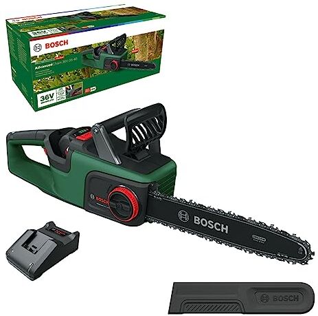 Bosch Motosega a batteria Advanced Chain 36V-35-40 (per il taglio di legno duro; sistema a 36 volt; velocità della catena: 14 m/s; 1 batteria da 2 Ah e caricabatterie)