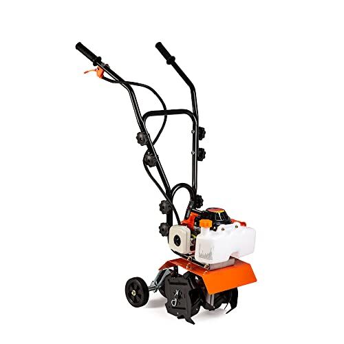 A.M.C. AMC Motozappa motocoltivatore zappatrica con motore a scoppio 2 tempi da 65 cc e 3,7 cv di potenza con una larghezza del raggio di lavoro di 30 cm e profondità di 15 cm zappette in acciaio rinforzato