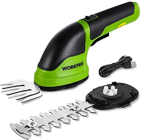 WORKPRO Forbici a Batteria 2 in 1, 3,6 V Cesoia Elettrica a Batteria al Litio 2 Ah, Il Tagliasiepi per Larghezza di Taglio 75 mm, Lunghezza di Taglio 118 mm, Adatto al Giardino il Tagliasiepi (Verde)