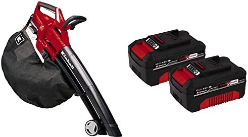 Einhell GE-CL 36 Li E-Solo Soffiatore/Aspiratore a due batterie da 4,0 Ah, Senza batteria e caricatore, Rosso/Nero & Originale 2x18V 4,0Ah PXC-Twinpack Power X-Change