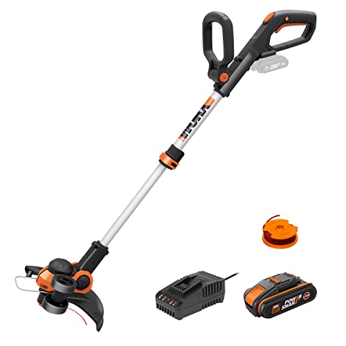 WORX 18V (20V Max) Tagliabordi Elettrico a Batteria, Decespugliatore e Tagliabordi 2 in 1 con Filo di Taglio, Diametro di Taglio 30 cm, velocità Variabile, 1 Batteria,