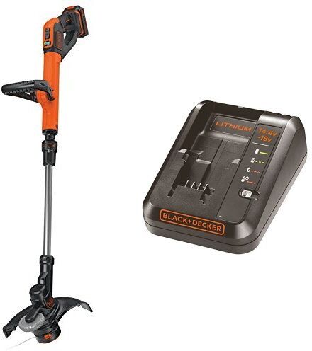 Black & Decker STC1820PC Tagliabordi con Prolunga, Bobina Reflex AFS, 18 V, 2 A, con Batteria e Caricabatteria + BDC1A-QW Caricabatterie Rapido