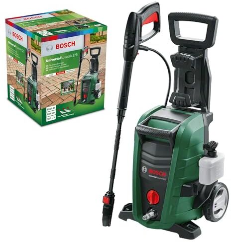 Bosch Idropulitrice UniversalAquatak 125 (potenza 1500 Watt, pressione: 125 bar, portata max.: 360 l/h, 2 ugelli, pistola ad alta pressione, tubo flessibile da 5 m, cavo da 5 m)