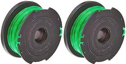 Black & Decker Ricambio Tagliabordi Rocchetti e Filo di Nylon, 1 pezzo X 6 metri, filo 2 mm, Colore Verde,  (Confezione da 2)