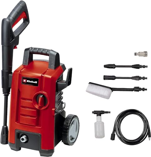 Einhell Idropulitrice Tc-Hp 130 (1500 W, Max. 130 Bar, Quick-Couple-System, Include Tubo Flessibile ad Alta Pressione, Pistola, Lancia, Vari Ugelli, Spazzola, Serbatoio per Detergente)