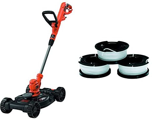 Black & Decker Tagliaerba-Tagliabordi Elettrico Ampiezza Taglio 30 Cm, Doppia Impugnatura Regolabile 550 W & A6485-Xj Kit 3 Rocchetti Filo Nylon Reflex, Accessori Per Tagliabordi, 3 X 10 M Di Filo