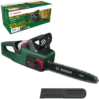 Bosch Sega a catena batteria AdvancedChain 36V-35-40 (per tagliare in legno duro; 36 Volt System; velocità della catena: 14m/s; senza batteria)