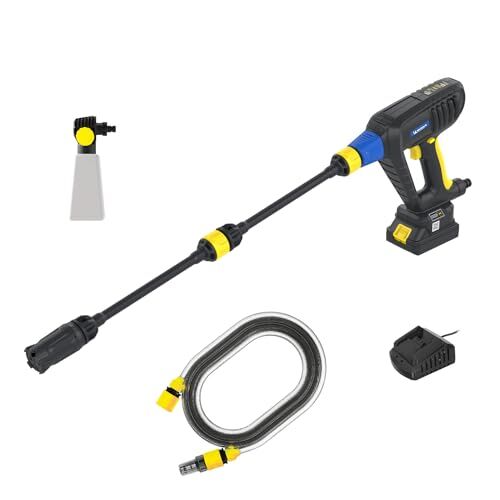 Michelin Idropulitrice Portatile    Batteria Ricaricabile (18V) Inclusa   per Veicoli e Auto   con Ugello 4 in 1 Multiuso   con Sistema Doppia Velocità